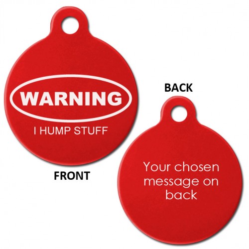 Red Engraved Hump Stuff Aluminium 31mm Large Round Pet Dog ID Tag